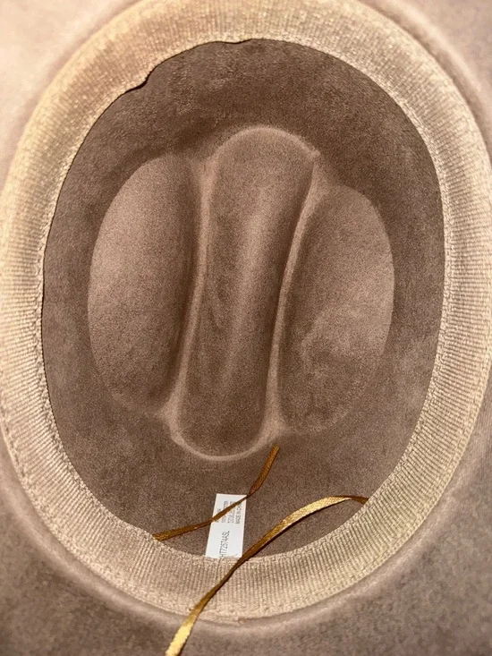 Suede Western Fedora Hat in Taupe with Studded Band - Picture 9 of 12